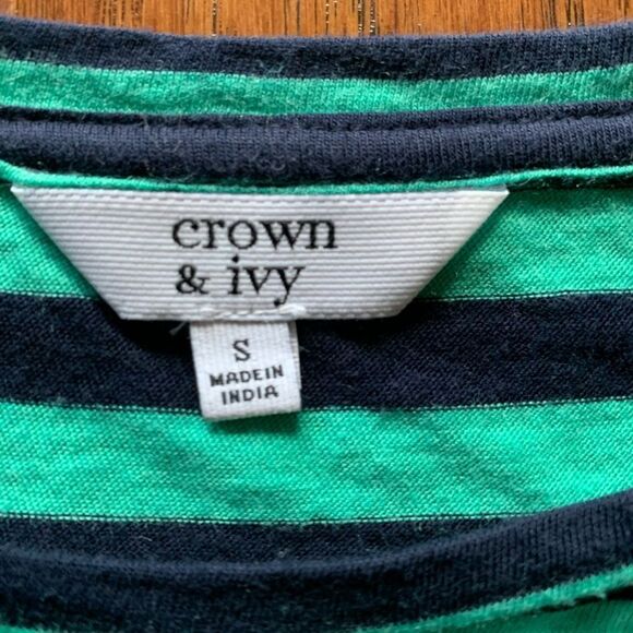 Crow & Ivy Green Blue Striped Blouse - Picture 7 of 9